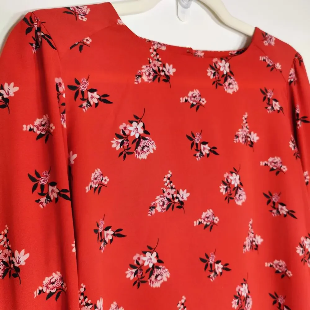 LOFT Ann Taylor Floral Blouse‎ Dusty Rose Romantic Cottagecore S